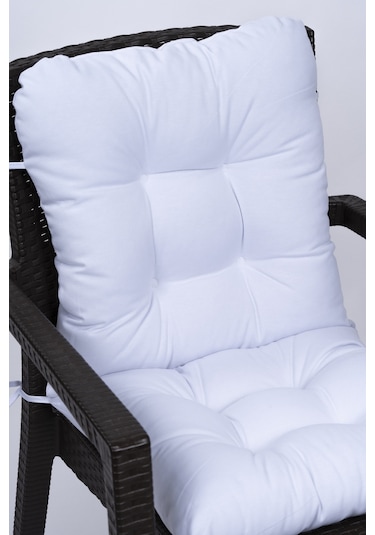 Altınpamuk Neva Pofidik Arkalıklı Özel Dikiş Sandalye Minderi Beyaz