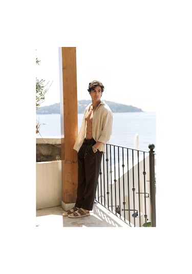 Enrico Kemer Detay Kahve Erkek Pantolon Kahve