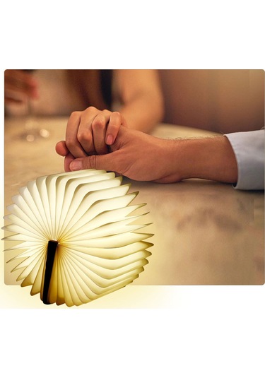 Ahşap Kitap Lambası Katlanır Sayfa Çevirme Gece Lambası Masa Lambası Kağıt Yenilikçi Led Gece Lambası Usb Şarj Edilebilir Ahşap Masa Lambası