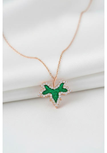 Çekirdekjewelry 925 Ayar Gümüş Çınar Yaprak Kolye Rose