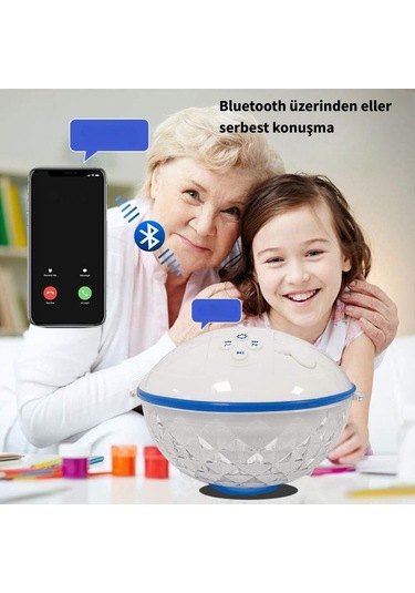 Monozone Bluetoothlu Havuz Hoparlörü Waterproof Duş Hoparlörü Led Işıklı Yüzer Disko Topu Mikrofonlu