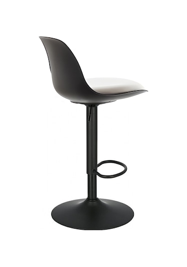 Bürocci Nadya Bar Sandalyesi - Beyaz Deri - Mat Siyah Ayaklı Yüksek Bar Taburesi - 9537y0109 Beyaz