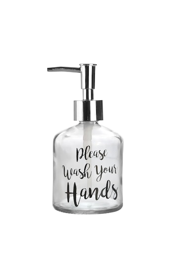 Cam Sıvı Sabunluk,yazılı Model 300ml Banyo Seti 7,6x15,5cm