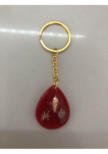 Lim10lubahce Kırmızı Deniz Kabuklu Anahtarlık Kırmızı