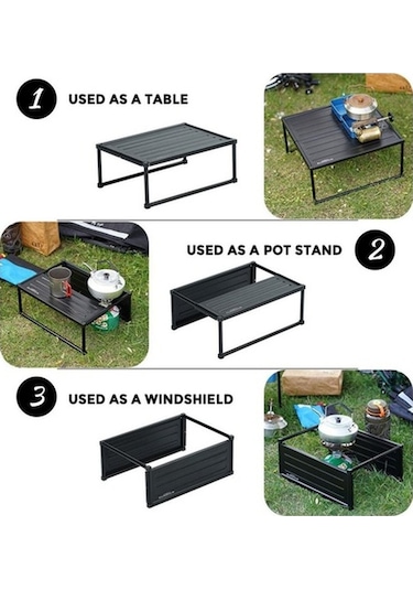 Pazly Barbekü Pikniği İçin Katlanır Kamp Masa, Alüminyum Alaşım, Taşınabilir, Hafif, S Açık Sırt Çantası Siyah