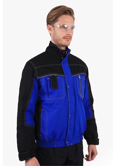 Çift Renkli Panama Mont Saks Mavi - Siyah