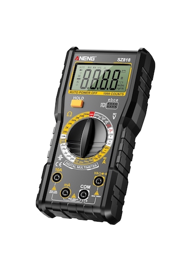 Yunboo Aneng Sz818 Siyah Otomatik Aralık Dijital Multimetre - Ac/dc Volt, Akım, Direnc, Kondansatör, Hfe Test Cihazı Pil Yok