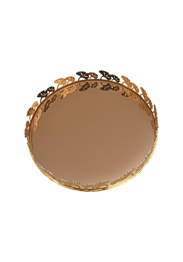 Canba Gold Ginkolu Yuvarlak Tepsi 38 Cm