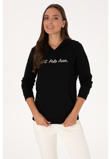 U.S. Polo Assn. Kadın Siyah Kapüşonlu Sweatshırt 50313559-VR046