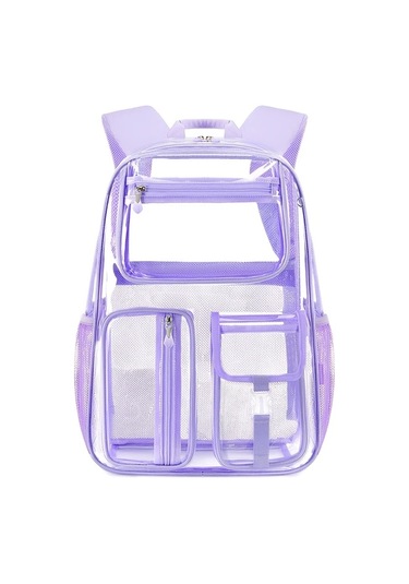 Honeybeeshop Mor Cuangel Sağlam Şeffaf Sırt Çantası Büyük Kapasite Okul Spor Seyahat Çantası Mor