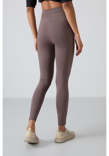 Tommy Life Kahverengi Yüksek Bel Toparlayıcı Slim Fit Dar Paça Kadın Tayt - 94011 Kahverengi