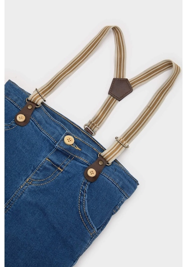 DeFacto Erkek Bebek Askılı Düz Paça Jean Pantolon B6741A525SPBE364 Mavi