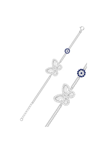 Kadın Gümüş Rodyumlu Zirkon Taş İşlemeli Kelebek Bileklik St226