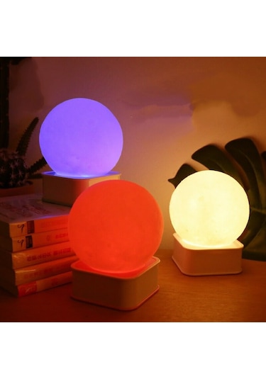 Sese Ve Dokunmaya Duyarlı Silikon Dolunay Gece Lambası Renkli N11.1205 Çok Renkli