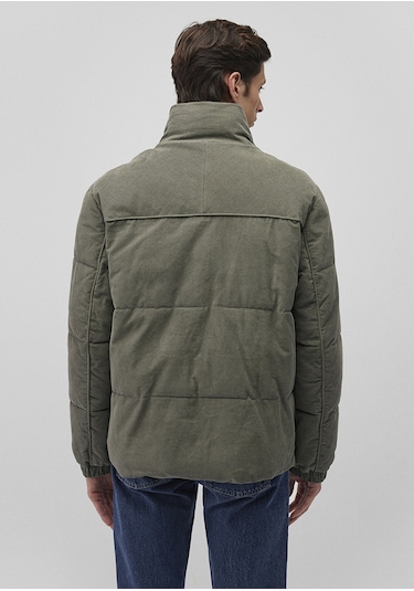 Mavi - Dik Yaka Yeşil Kadife Ceket 0110476-85485 Yeşil