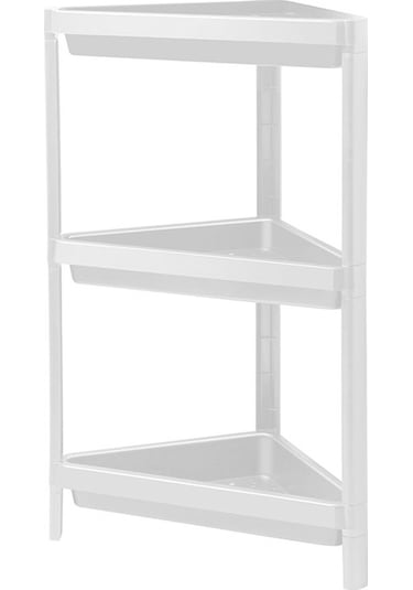 Mithra Life 3 Katlı Üçgen Plastik Beyaz Banyo Mutfak Rafı Mıt1059 Beyaz