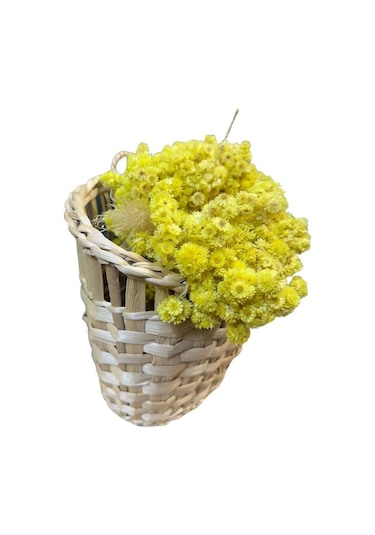 Uretti - Okay 5711 4425 El Yapımı Rattan Hasır Örgülü Dekoratif Sepet Bej