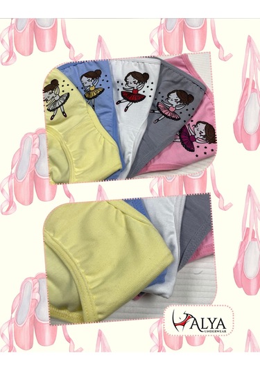 Alya Underwear Kedi Baskılı Pamuklu Kız Çocuk Külot, Renkli Slip Külot Çok Renkli P63