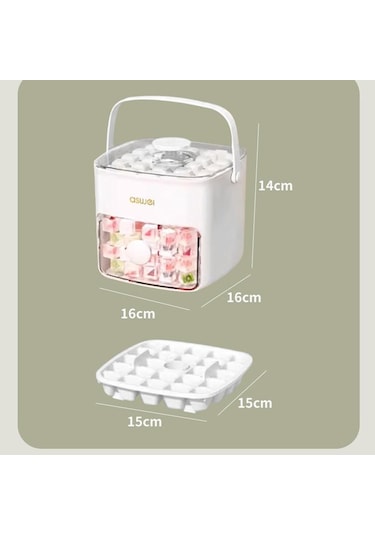 Kacheeg 2'si 1 Arada Çift Katmanlı Buz Küpü Tepsisi, Saklama Kabı İle Kolay İtme Bırakma Kalıbı Beyaz Beyaz