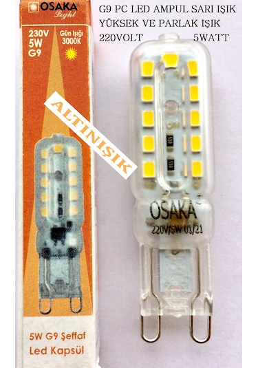 Osaka 5 Watt G9 Pc Led Ampul Yüksek ve Parlak Işık Günışığı Sarı