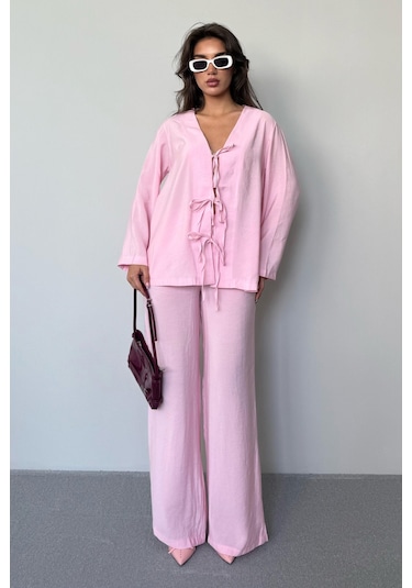 Madmext Pembe Önü Bağlamalı Alt Üst Takım Mg2473 Pembe