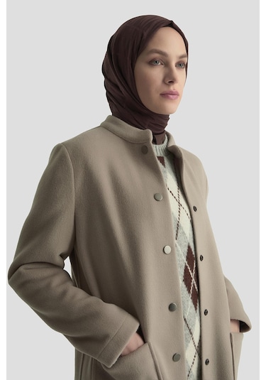 Armine Hakim Yaka Kaşe Kap 25kd1124 Camel Camel