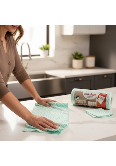 Technow Softtex 33 Yaprak Kopar Kullan Rulo Hassas Temizlik Bezi 27x30cm 5'li Yeşil