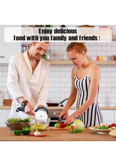 Koruyucu Kapaklı Salata Doğrayıcı Çift Tekerlekli Salata Gümüş Gümüş