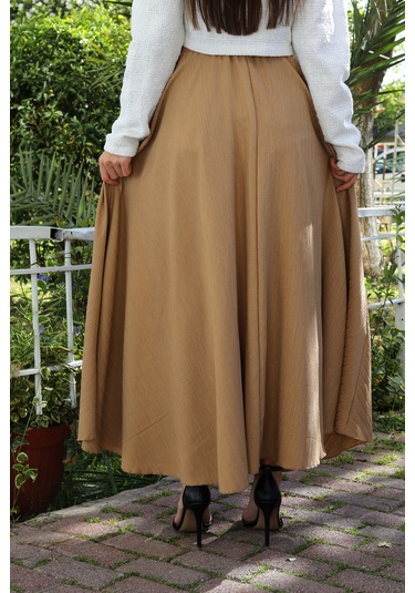 Beli Lastikli Süper Kloş Etek Vizon