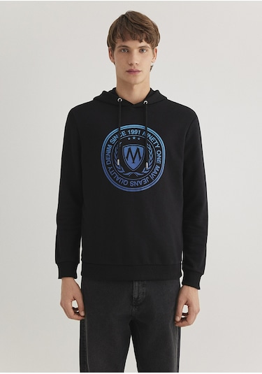 Mavi - Mavi Logo Baskılı Kapüşonlu Siyah Sweatshirt 0611721-900 Siyah