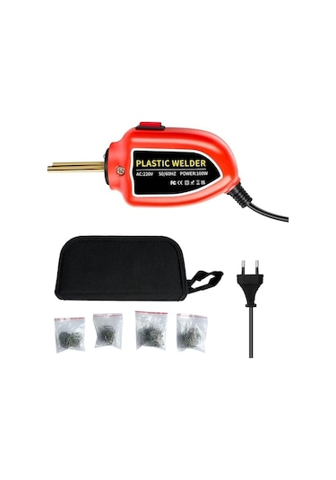 Trendooze 100w Plastik Kaynakçı, Sıcak Zımba Makinesi Araba Tampon Tamir Takımı, Pense, Bıçak, 200 Adet Flatouter İt