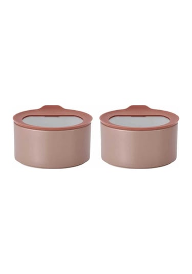 Fika One Seramik 2 Adet 420 Ml Pembe Saklama Kabı D-neone042-03