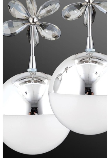 Kelebek 2'li Krom Sarkıt 3 Renk Modu Ledli Kristal Taşlı Modern Led Avize Krom