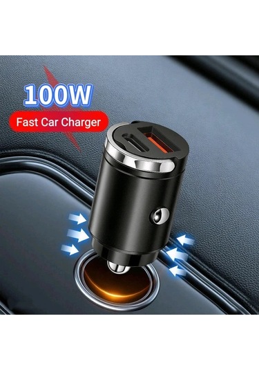 Chuangyinshop 100w Ultra Kompakt Çift Port Araç Şarj Cihazı Usb-c + Usb-a Yeşil