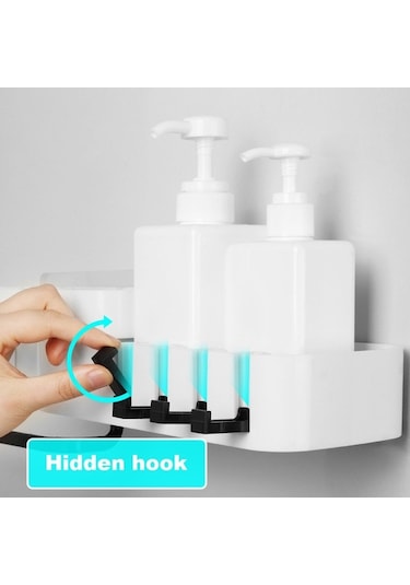 Pazly 1 Adet Köşe Duş Rafı Banyo Şampuan Duş Rafı Tutucu Mutfak Depolama Rafı Organizer Duvara Monte Beyaz, Küçükboyutlu Beyaz