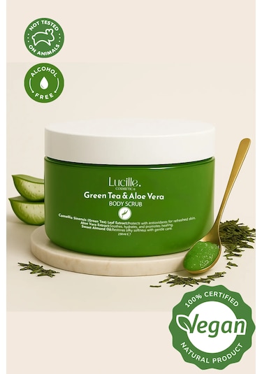 Lucille %100 Vegan Yeşil Çay & Aloe Vera Aromalı Vücut Scrub 25gr