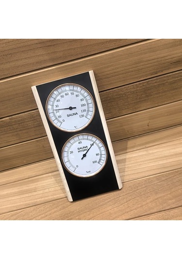 Honeybeeshop Siyah Çift Ölçekli Paslanmaz Çelik Higrometre Termometre Sauna Spa Aksesuarı Entegre Panel