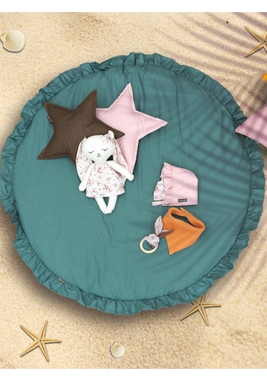 Mordesign Bebek/çocuk Oyun Halısı, Yenidoğan Emekleme Pedi, Aktivite Matı, Çok Amaçlı Minder, Kampçı Serisi 110 X 110 Yeşil