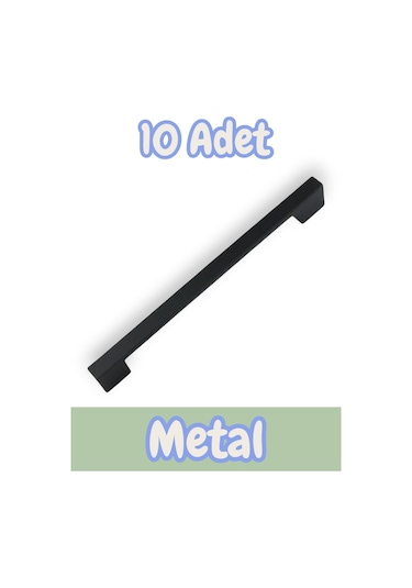 Köprü Alüminyum Metal Lüks Modern Mobilya Çekmece Mutfak Dolabı Kulpu Siyah 96mm 10 Adet Siyah