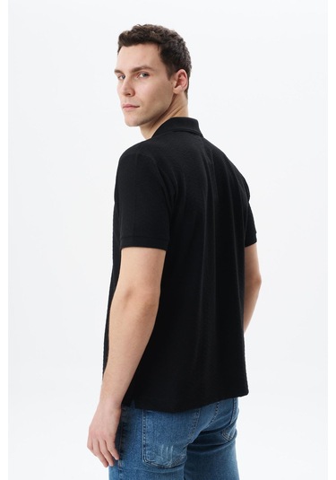 Arma Erkek Basic Regular Fit Jakarlı Süprem Polo Yaka Tişört Y29374356402 Siyah