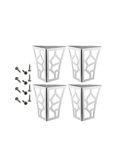 Suntek 4 Adet Hollow Desen Metal Masa Ayakları Dolap Gümüş