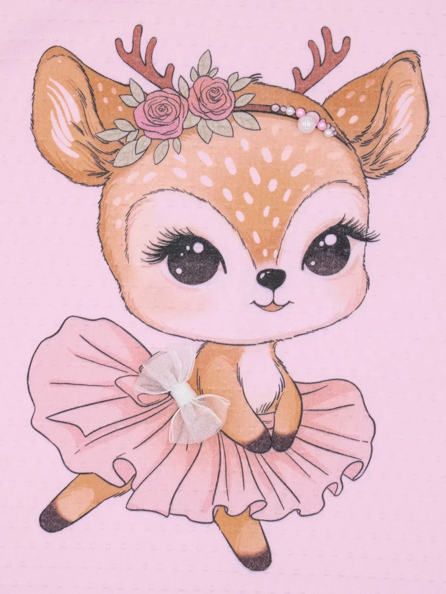 Alena Kız Çocuğu İçin Pamuklu Pembe Baskılı Kanvas Dokusu İle Anaokulu Uzun Kollu Tişört 254637461 Pembe