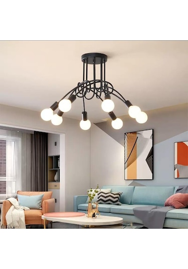 Tenfowee Endüstriyel Tarzda 3'lü Demir Avize, Modern Dekorasyon İçin İdeal, Oturma Odası, Yemek Odası Ve Yatak Odası İçin Şık Seçenek. Siyah