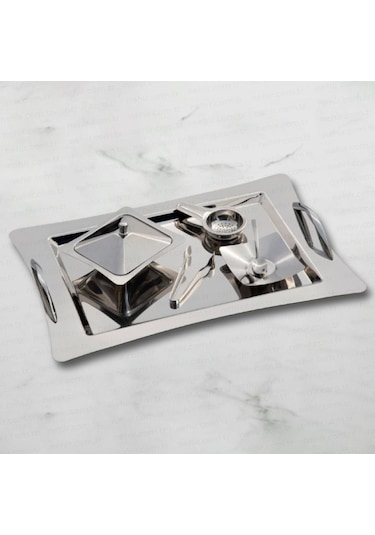 Nehir Karanfil Sade 28 Parça Çay Takımı Gümüş