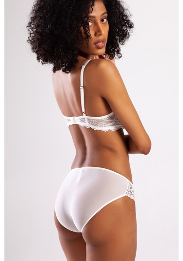 Golshan Goldy Mini Slip, Kadın Dantelli Ekru Külot Çok Renkli