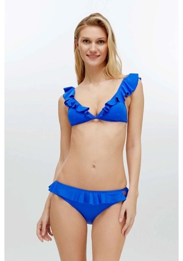 U.S. Polo Assn. Kadın Saks Mavi Bikini Takım Saks Mavi