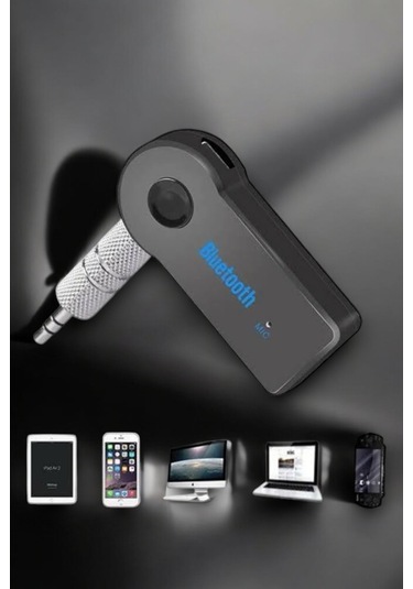 Kablosuz Bluetooth Aux Araç Kiti Siyah Hafıza Kartlı