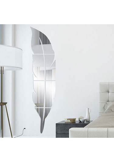 Ranyeek Büyük Boy Gümüş Plastik Duvar Stickerı - Koruyucu Filmi Kaldırınca Parlak Ayna Efekti Gümüş