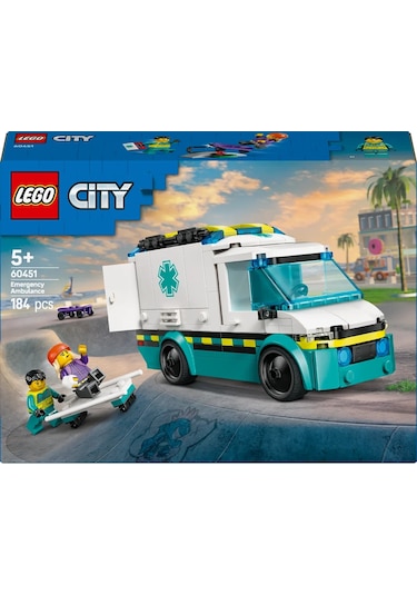 LEGO® City Acil Yardım Ambulansı 60451 - Model Araç Seven 5 Yaş Üzeri Çocuklar için Yaratıcı Oyuncak Yapım Seti (184 Parça)