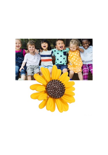 Lemestar Güneşçiçeği Desenli Kadın Broşu - Uniqe Dekoratif Aksesuar - Kumaş, Ceket, Cardigan İçin Zımba - Leylak Desenli Moda Takı Çok Renkli